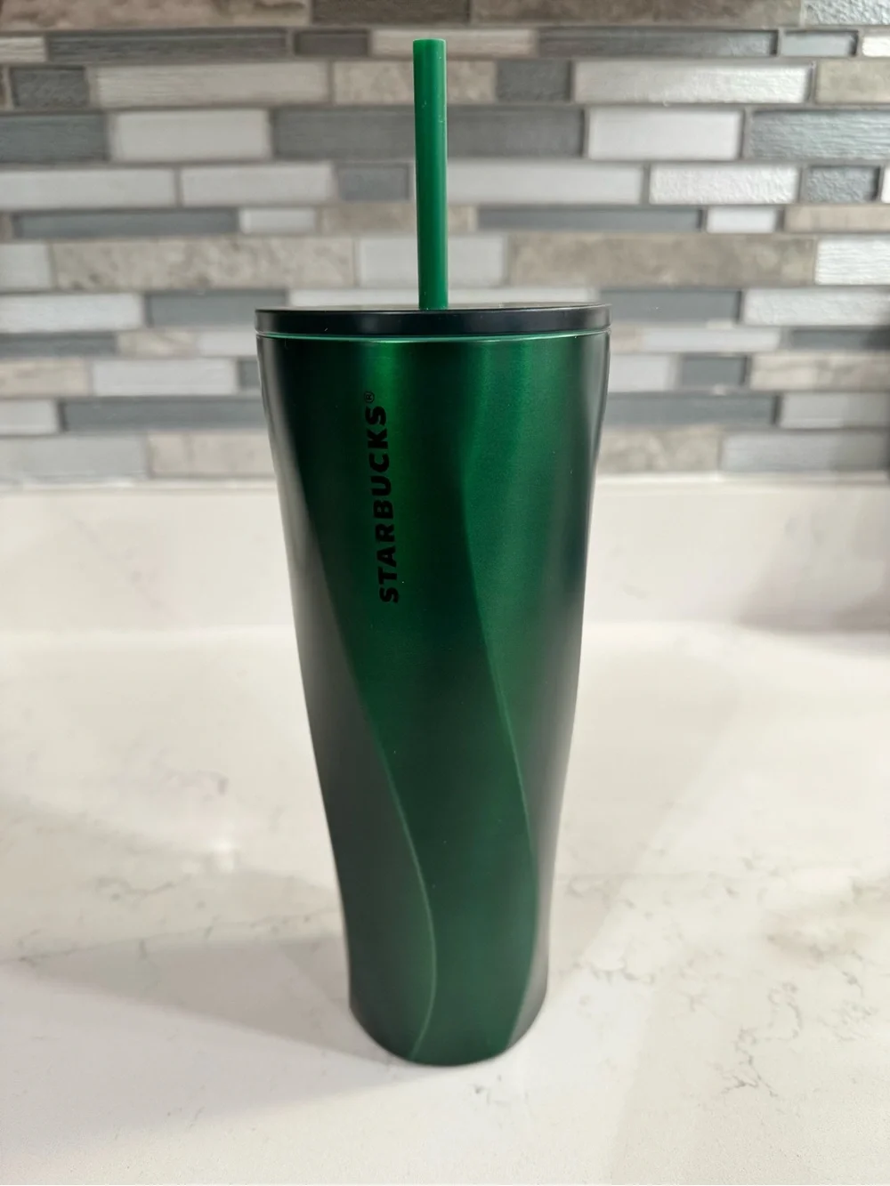 Starbucks Metallic Emerald Green Tumbler with Green Straw